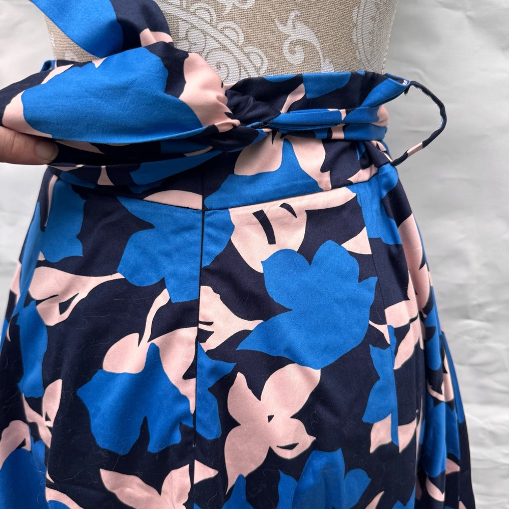 Boden // blue, pink floral print belted midi skirt size 6 jun2 - Picture 4 of 10